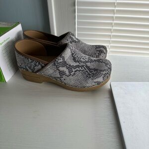 Snakeskin Patterned Dansko Clogs